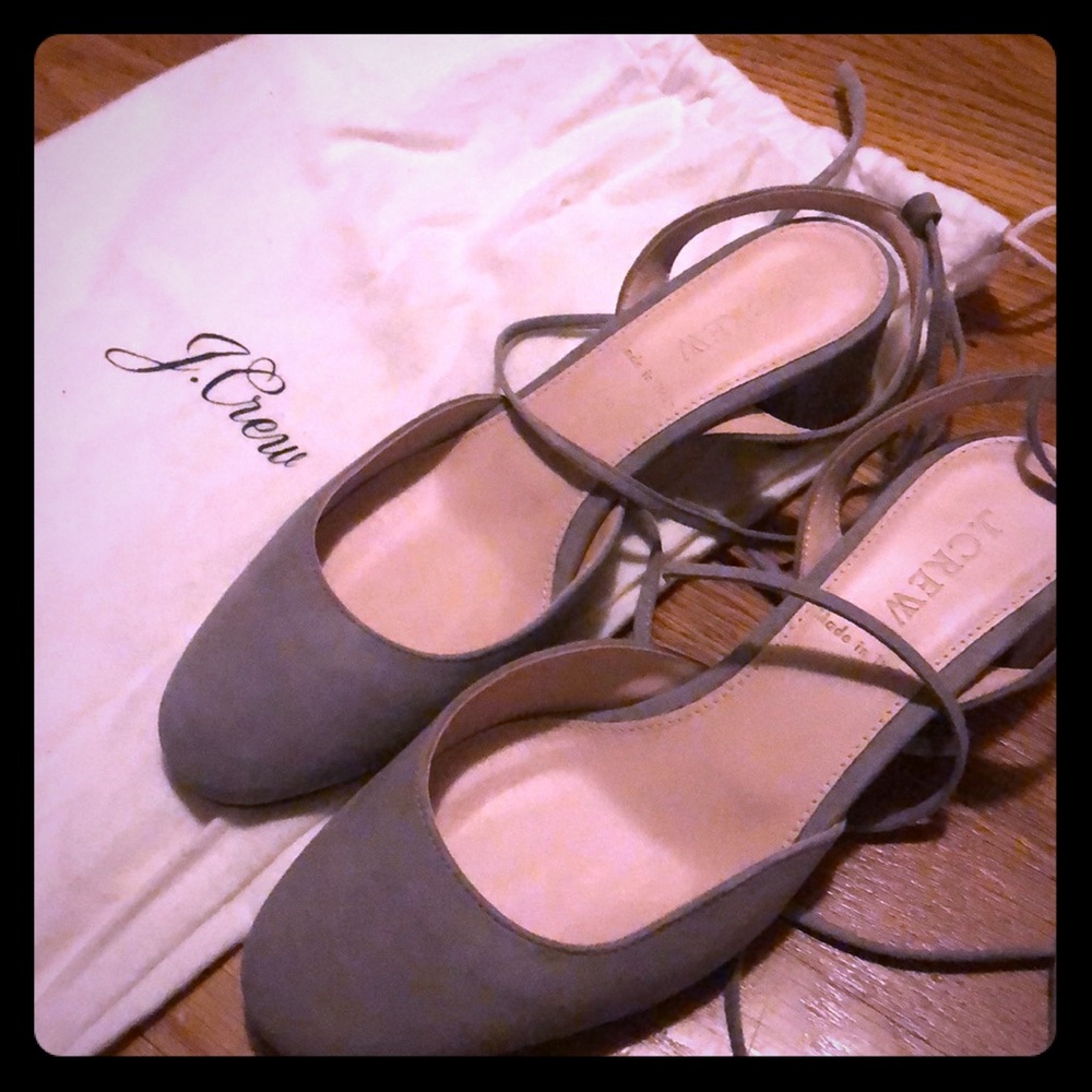 Ankle-wrap slingback heels in antique dove